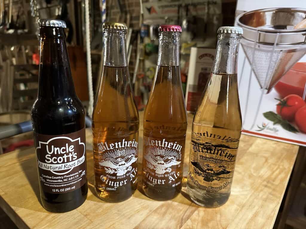 4 bottles of root beer and ginger ale