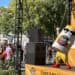 Duke's Mayo mascot dancing on stage