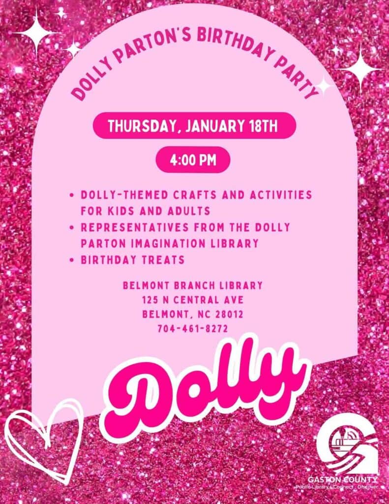 pink poster for dolly party birthday party