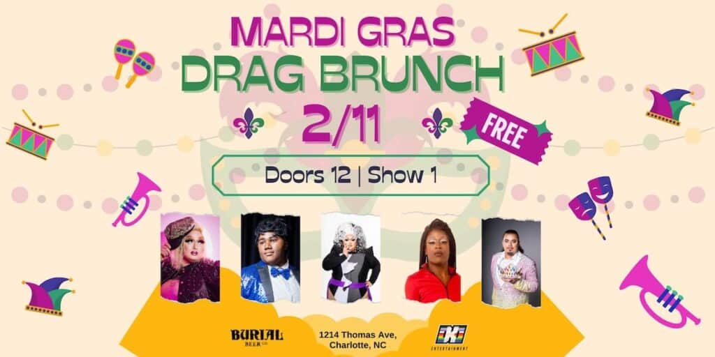 banner for mardi gras drag brunch