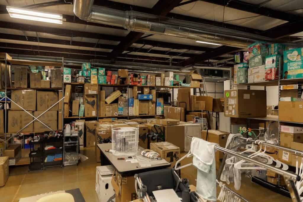 boxes in a warehouse