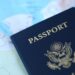 United States passport lying on a map