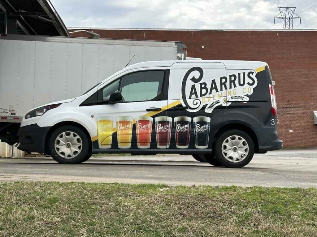 Van with Cabarrus Brewing logo