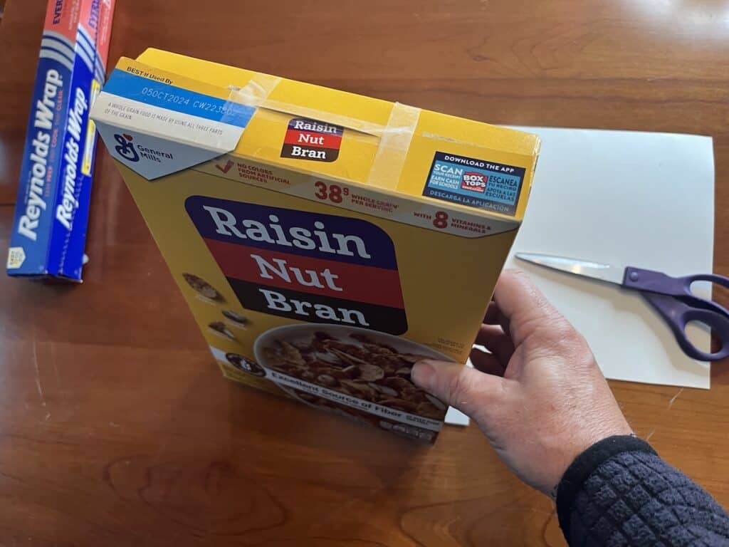 Cereal box with top taped shut