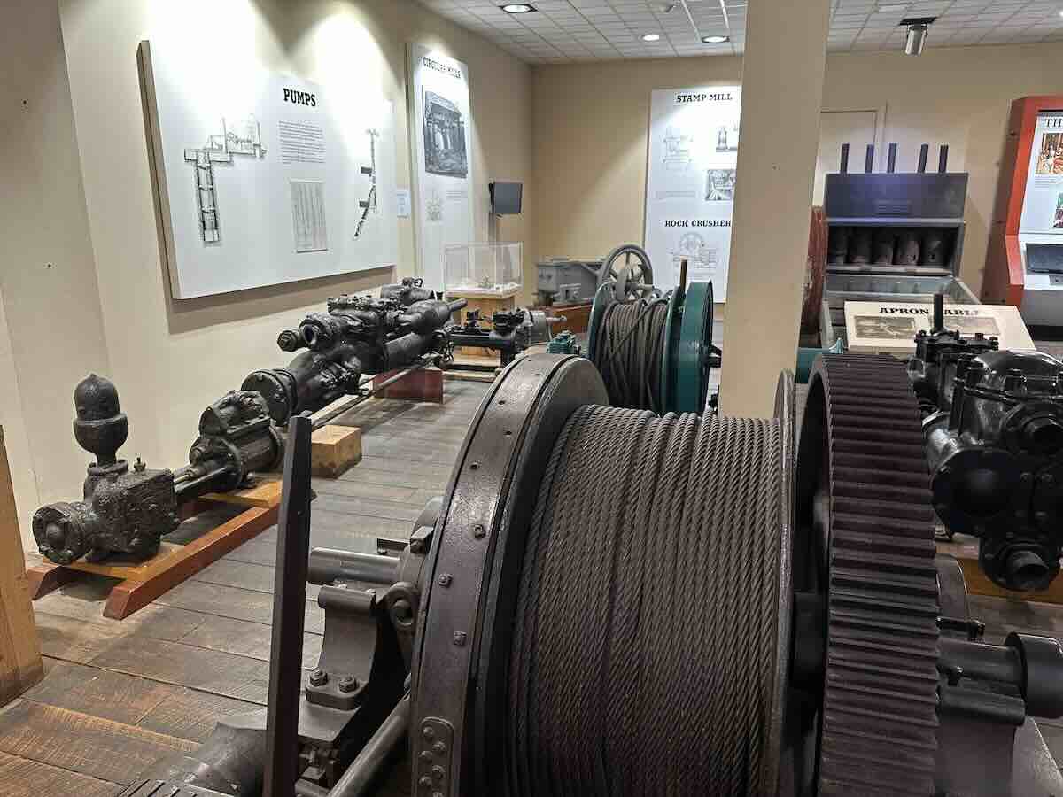 Machinery at exhibit hall at Reed Gold Mine