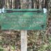 Green sign pointing the way to the Enchanted Forest