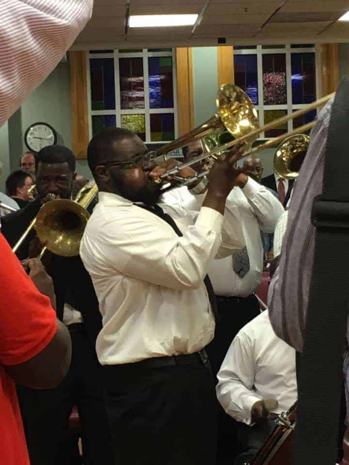 trombone players at United House of Prayer in Charlotte