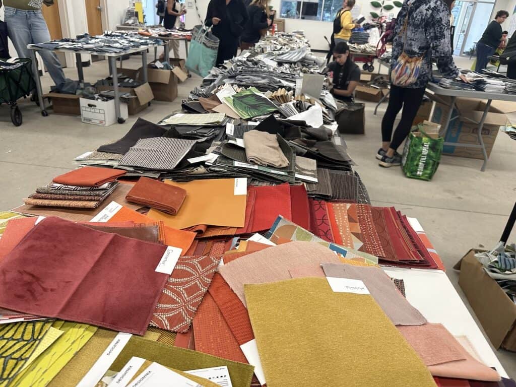fabric samples on table