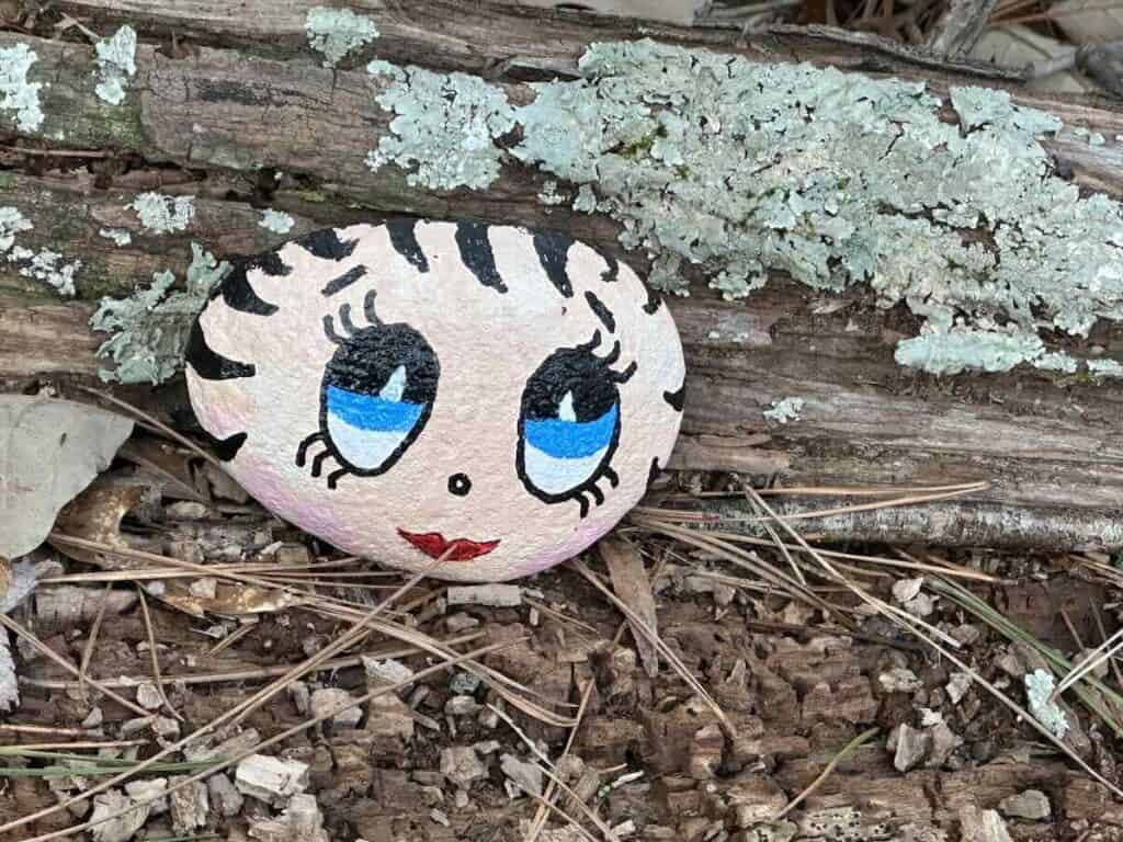 rock painted as Betty Boop