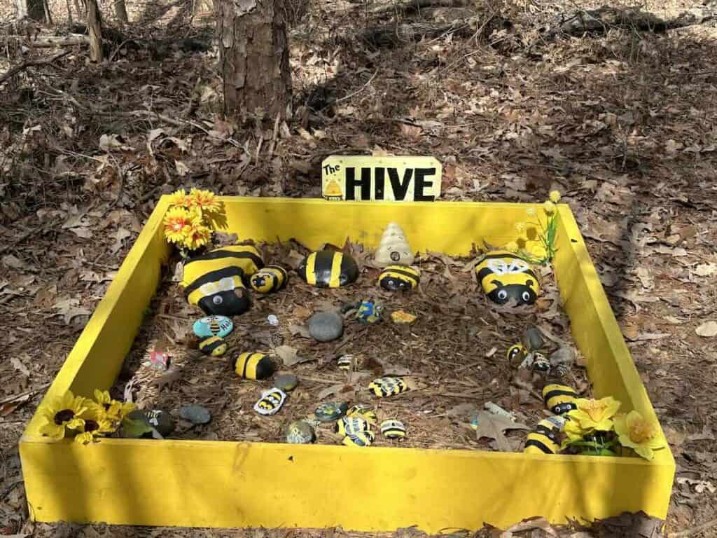Rocks painted like bees