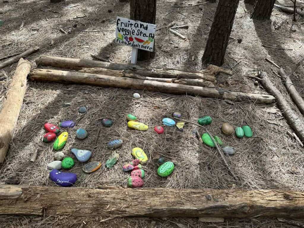 Rocks painted like fruits and vegetables
