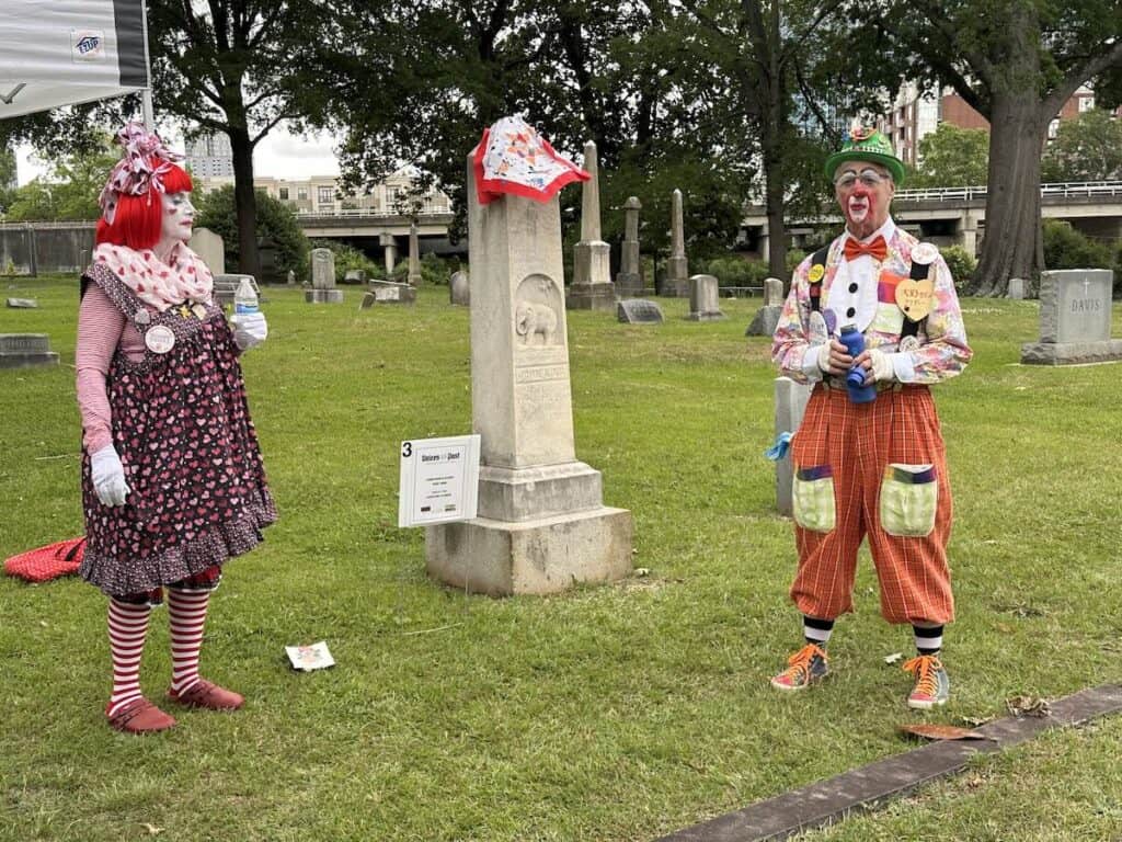 Clowns in cemetery