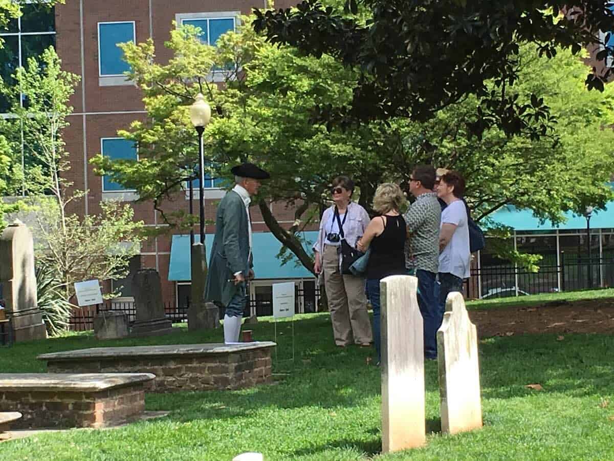 Costumed guides at cemetery