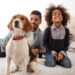 Girl and father with dog