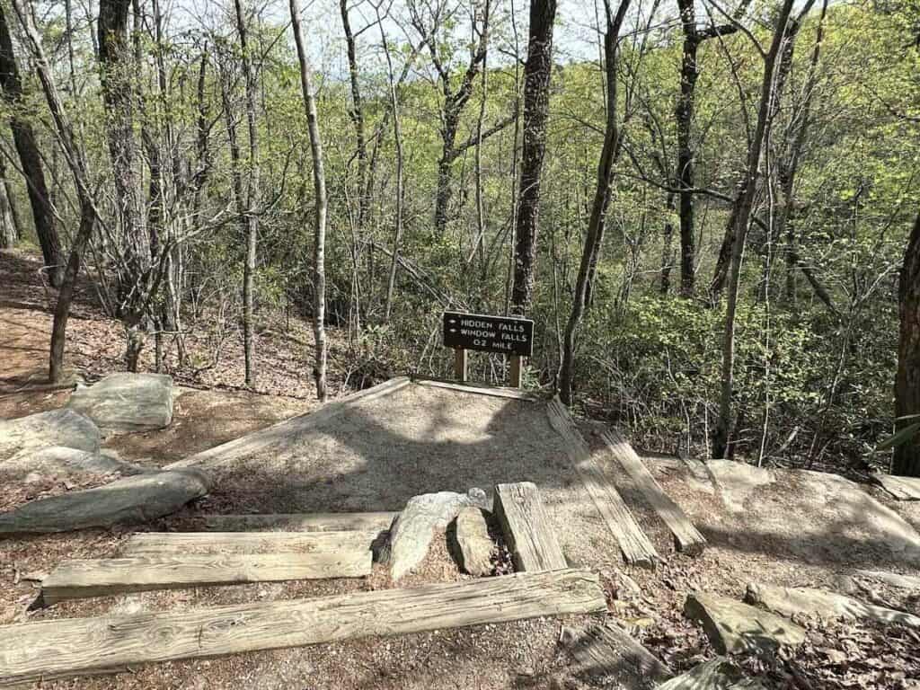 Sign for Hidden Falls and Window Falls at Hanging Rock State Park