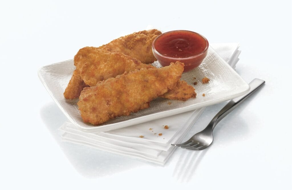 3 chicken strips with dipping sauce