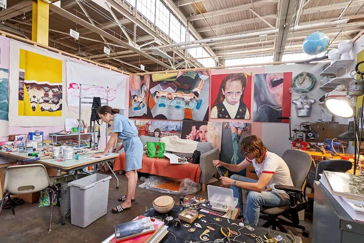 man and woman in art studio