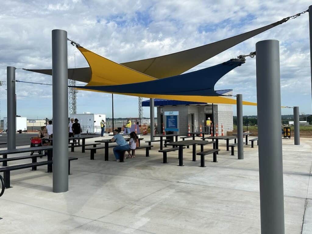 Covered picnic area at CLT Airport Overlook