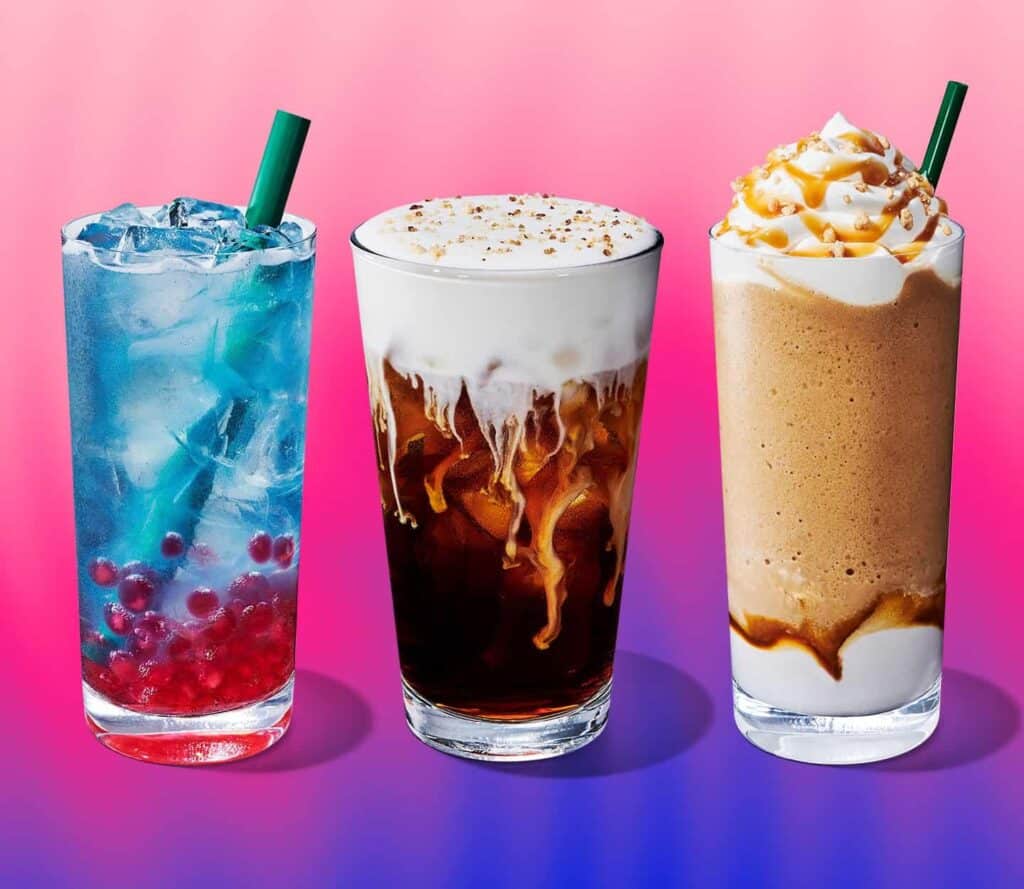 three cold drinks