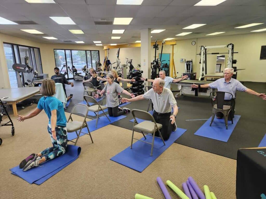 people participating in an exercise class