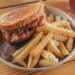 Pork sandwich and fries from Sonny's
