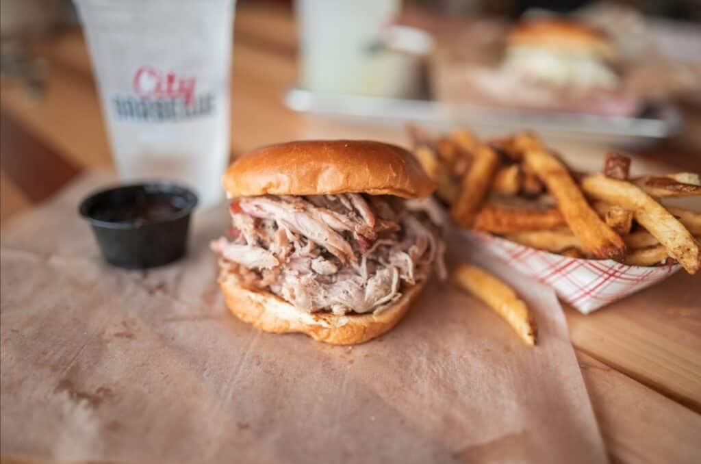 City Barbeque pulled pork sandwich