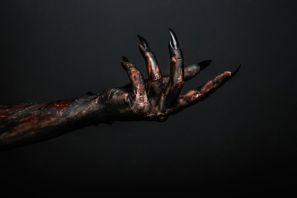 Close-up of scary monster hand