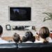 family watching tv