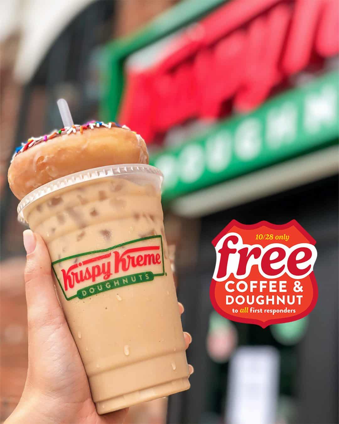 Krispy Kreme Free coffee and doughnut for First Responders Oct. 28