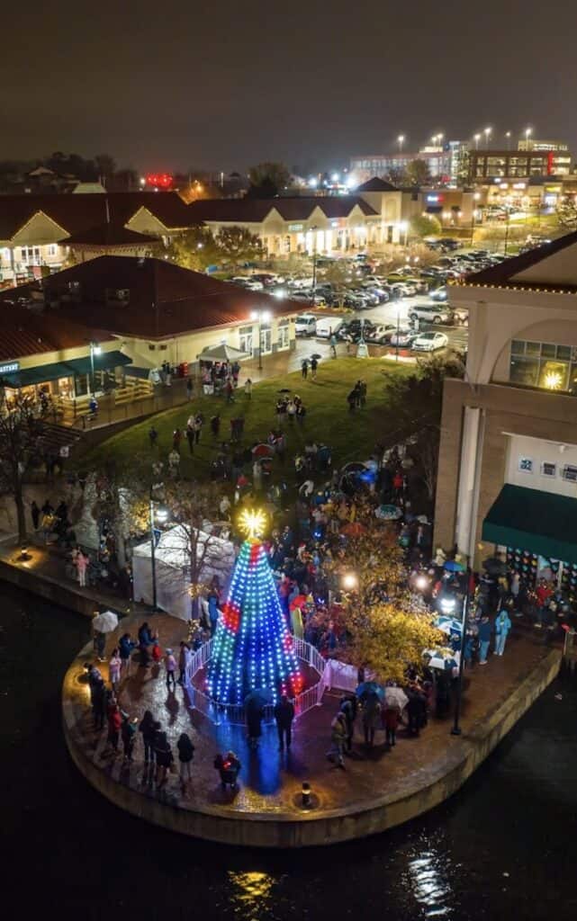 aerial view of Ucity Lights celebration in Charlotte