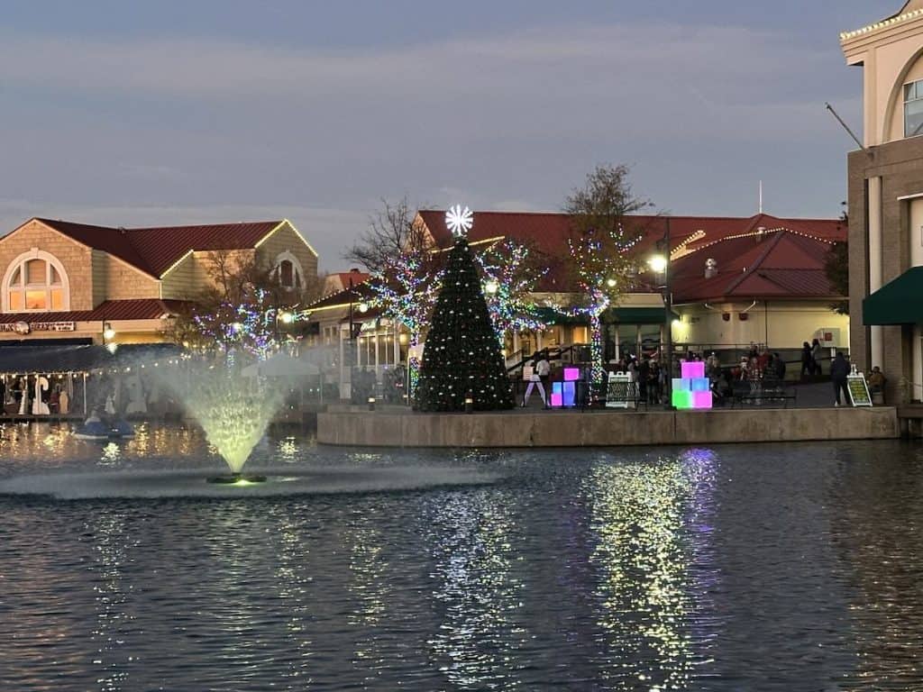 Lake and Christmas lights