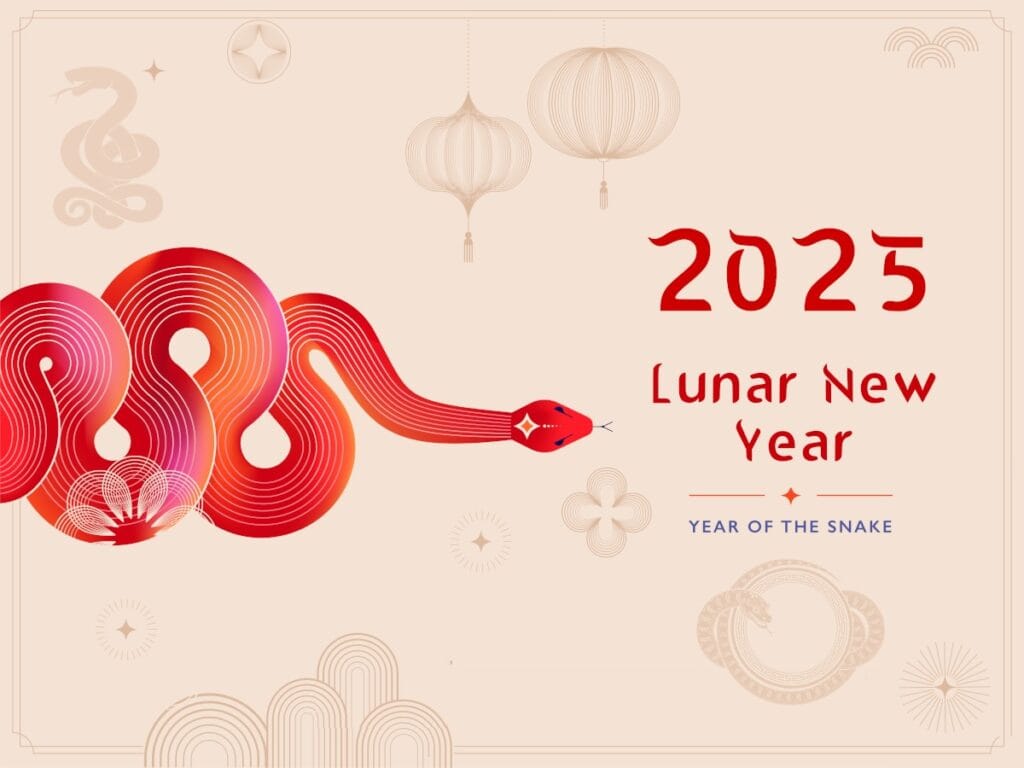 Lunar New Year graphic for the year of the snake