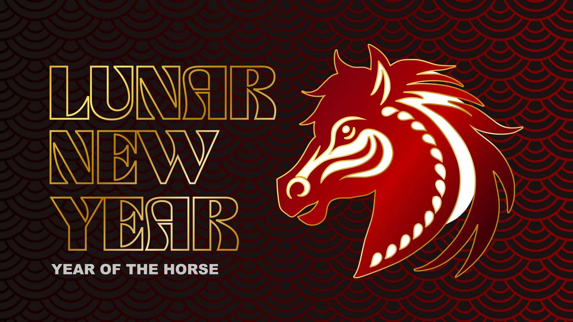Elegant Chinese Horse Lunar New Year 2026 Vector Illustration 