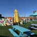 Giant Legos and picnic tables at Camp North End