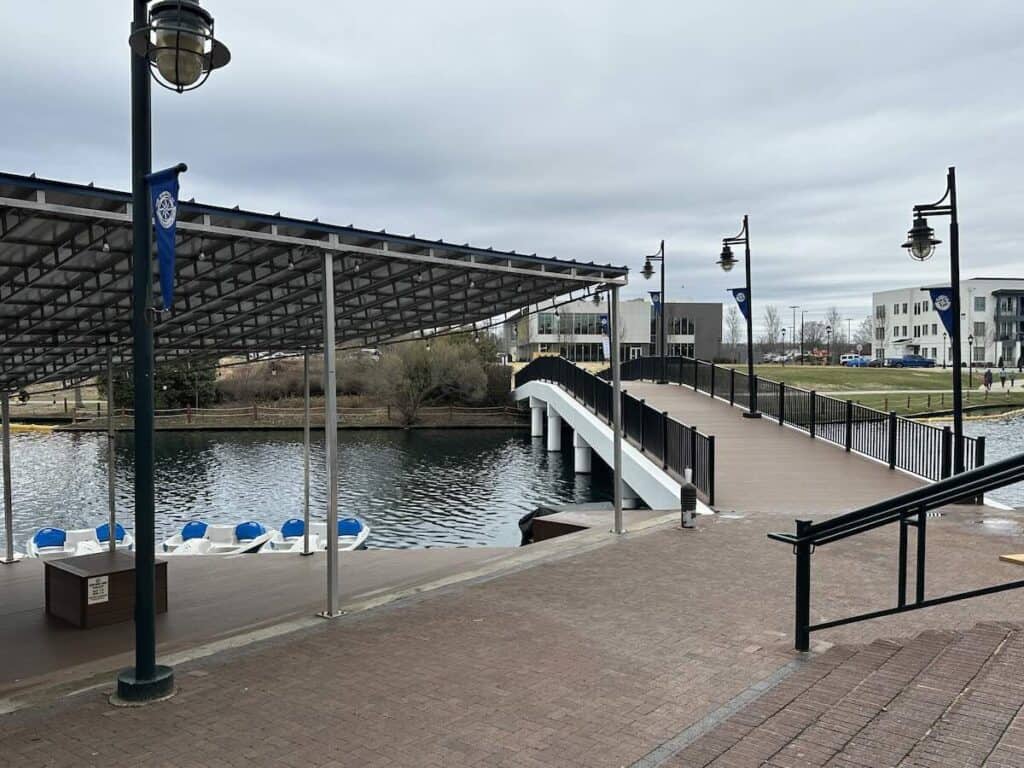 Library and paddle boats at Shoppes at University Place