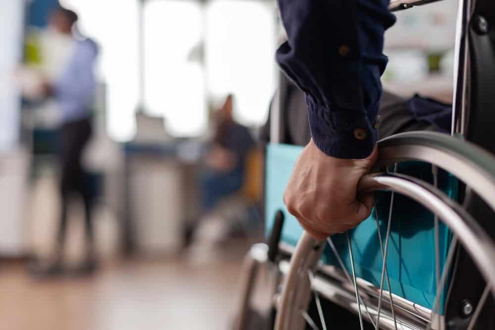 closeup of man in a wheelchair