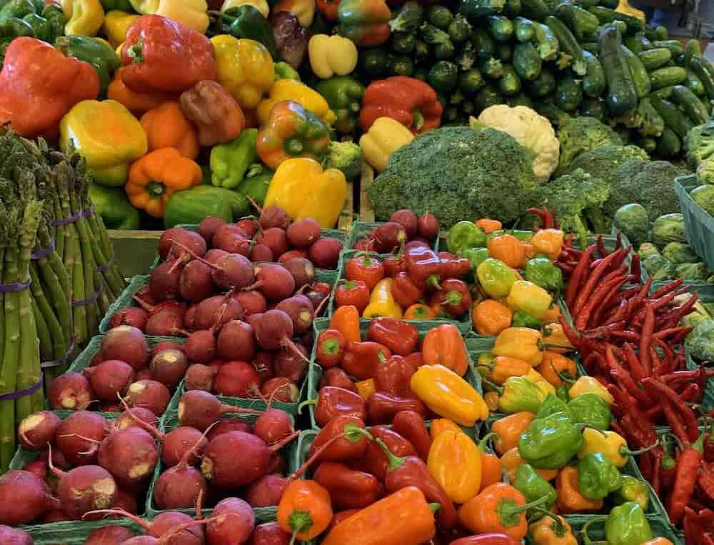 display of vegetables at Charlotte Regional Farmers Market