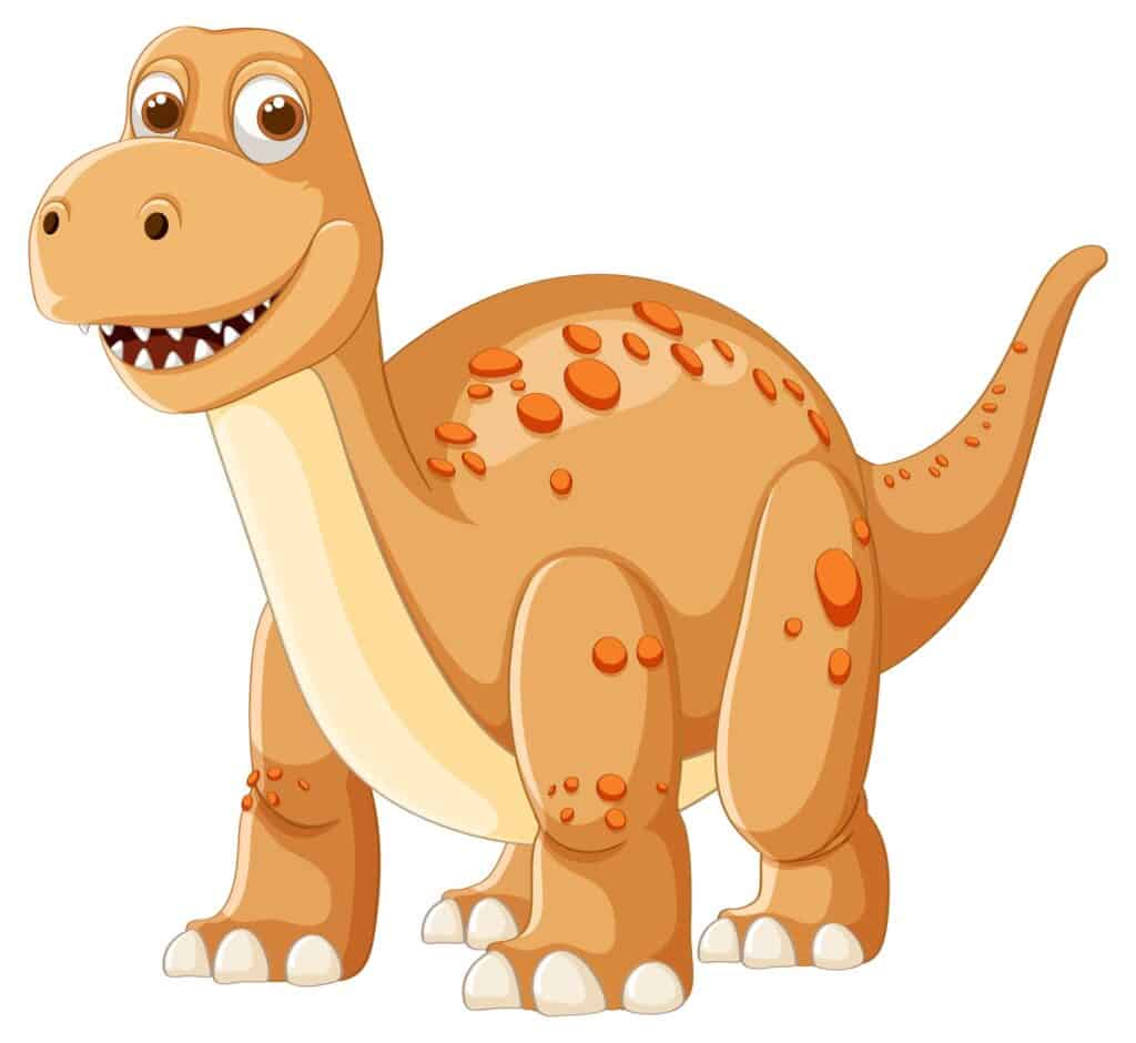 illustration of Smiling dinosaur with orange spots and big eyes