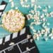 movie clapper and popcorn