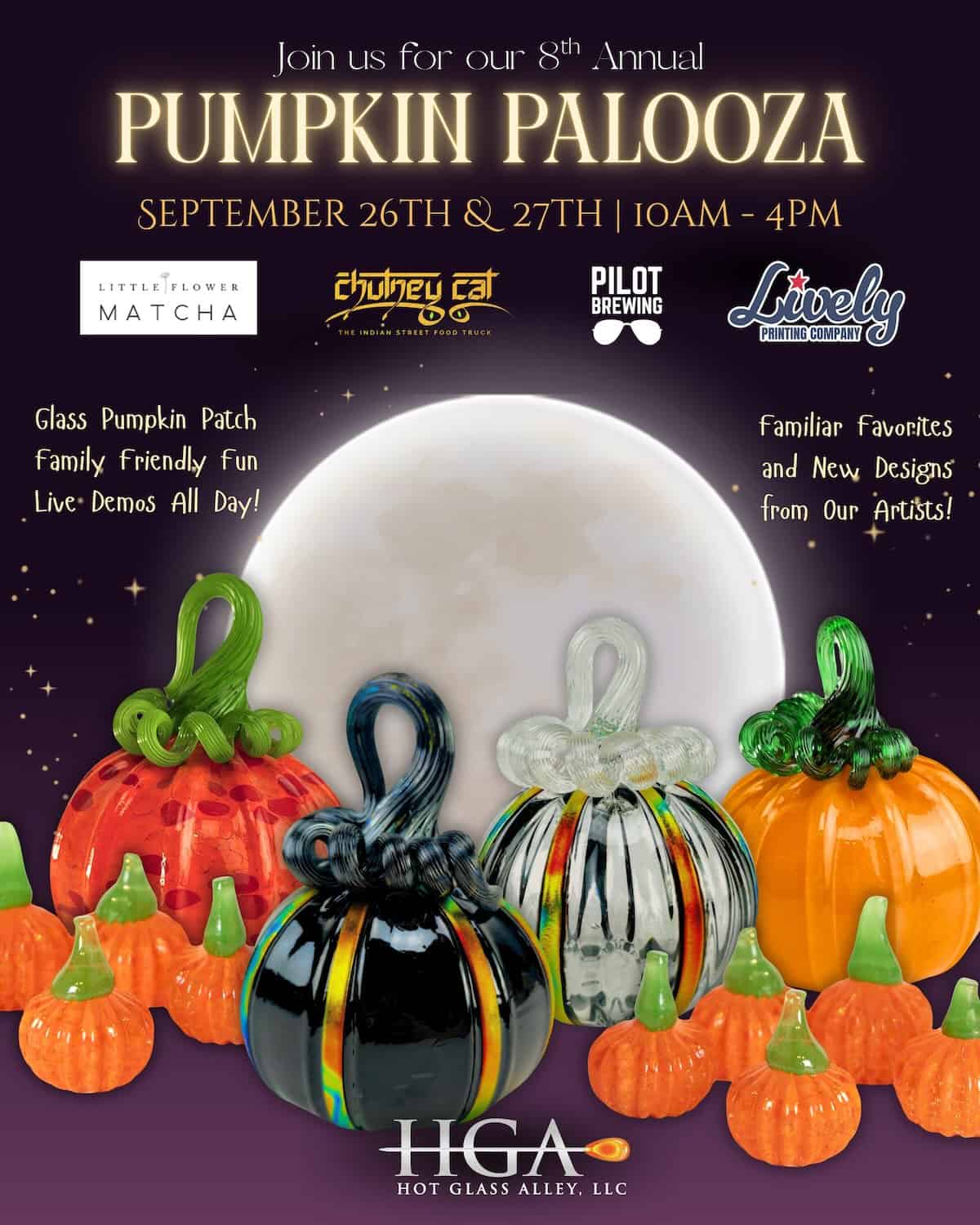 Hot Glass Alley's Pumpkin Palooza Sep 26 and 27 - watch live glass