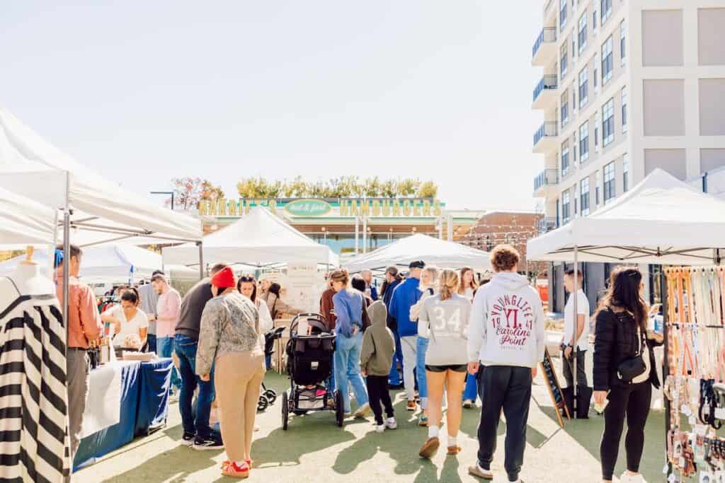 shopping at open air market