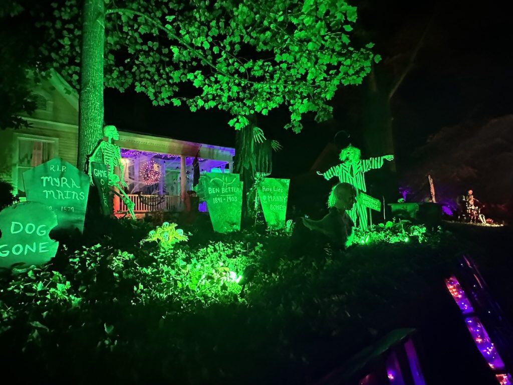 Skeletons and graveyard decorations