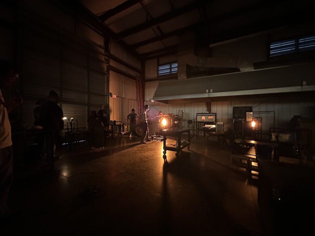 Glass blowing in the dark