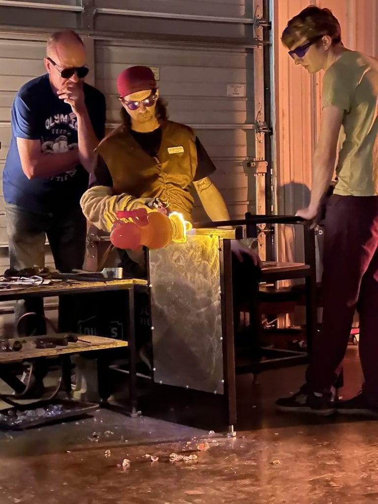 Glass blowing in the dark