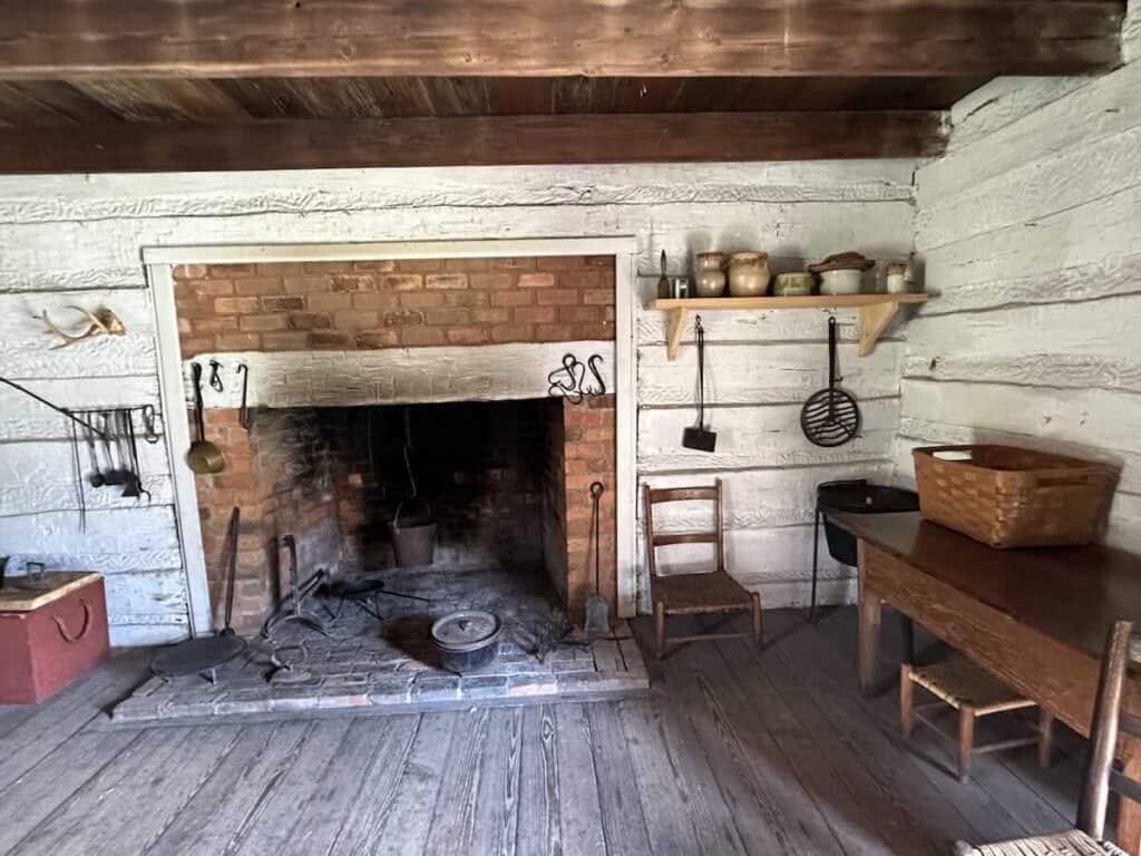 Hearth in kitchen cabin