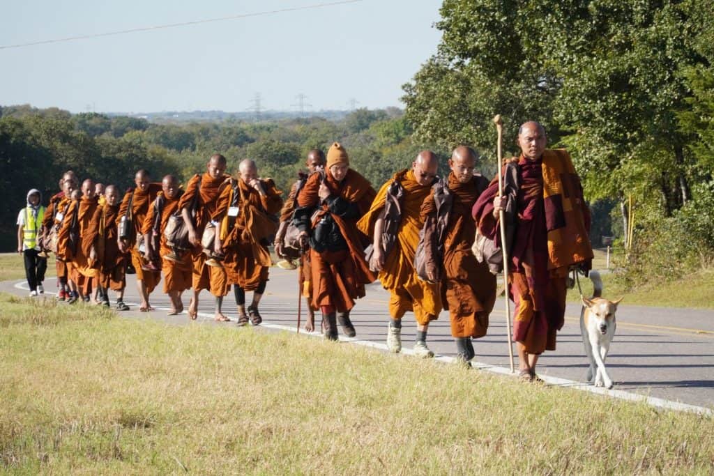 Buddhist monks on 2,300 mile journey