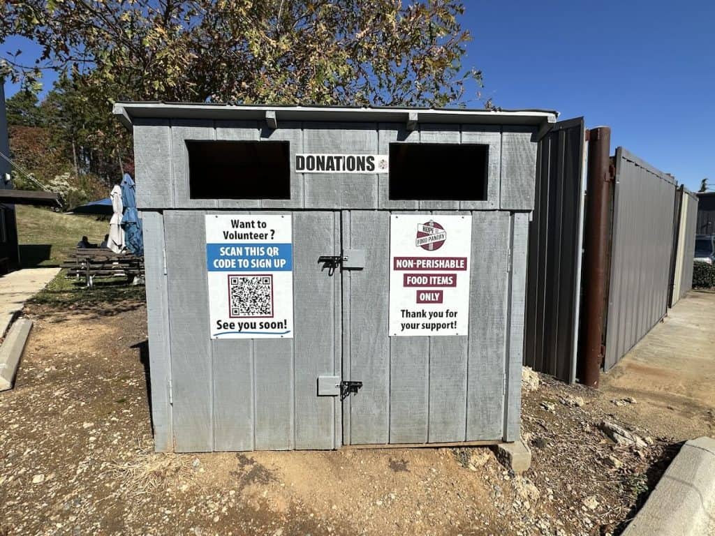 Shed to donate food