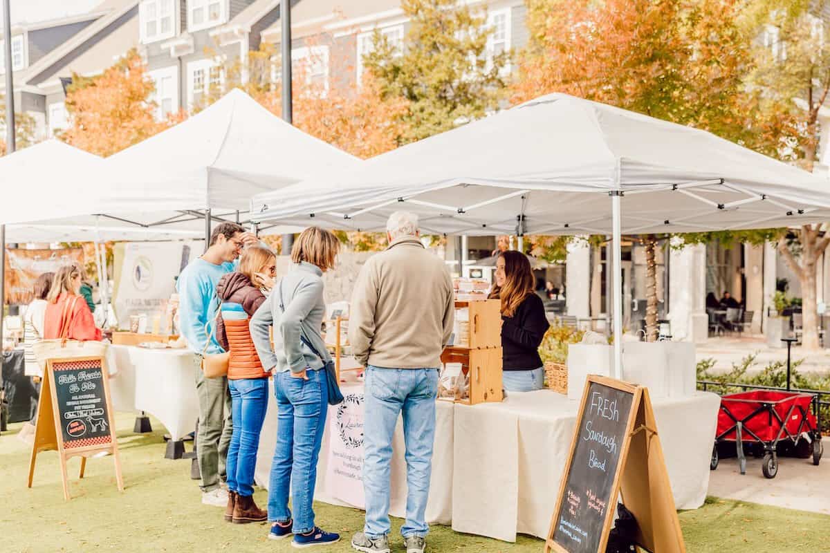 Shopping at open air market