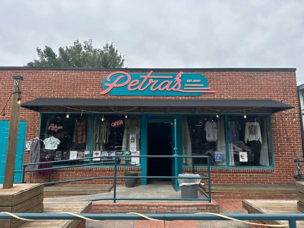 Exterior of Petra's during the daytime
