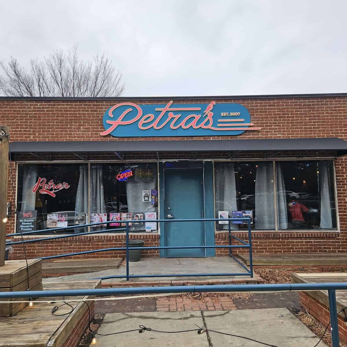 Sign on building: Petra's